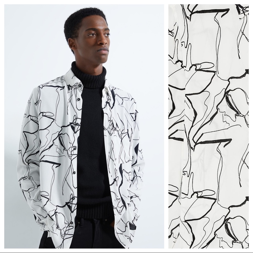 NWT. Zara Man Abstract Print Shirt. Size XL.